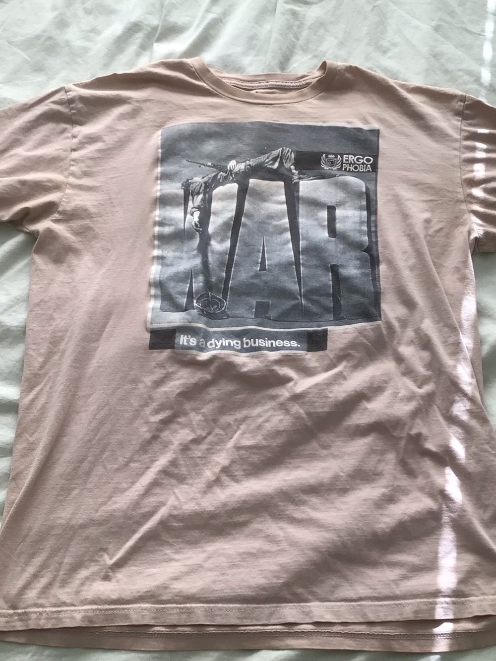Vintage ErgoPhobia “War, It’s A Dying Business” Grey Tee - Size XL